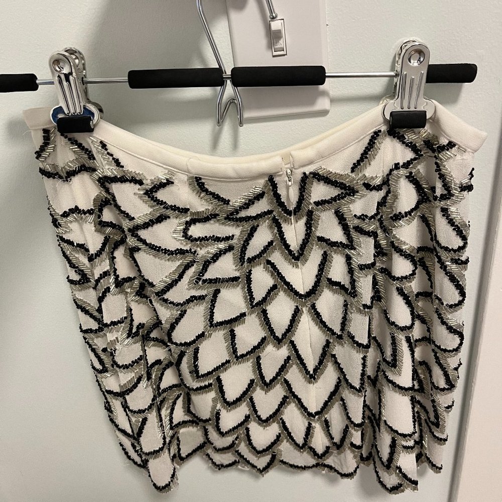 Gorgeous Yumi Kim Beaded Skirt - Silver, Black and White